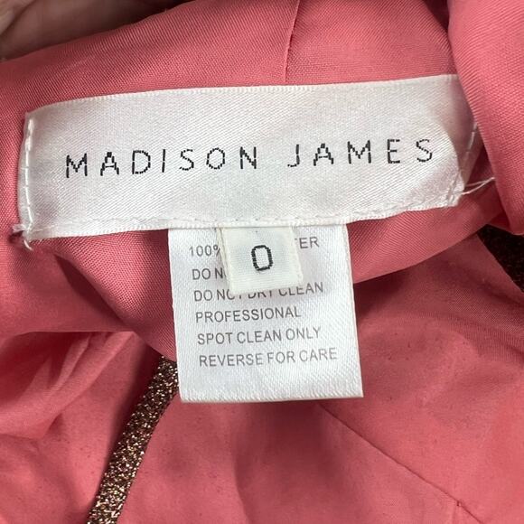 Madison James metallic lace up back slit front gown sz 0 - Picture 7 of 7
